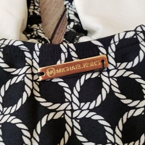 Michael Kors Rope Geo Print Plunging Neckline One-Piece Swimsuit - Picture 9 of 15